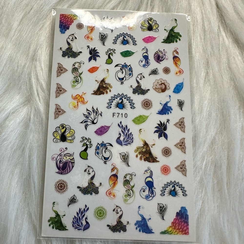 🩵5/$8 Colorful Peacock Nail Art Stickers